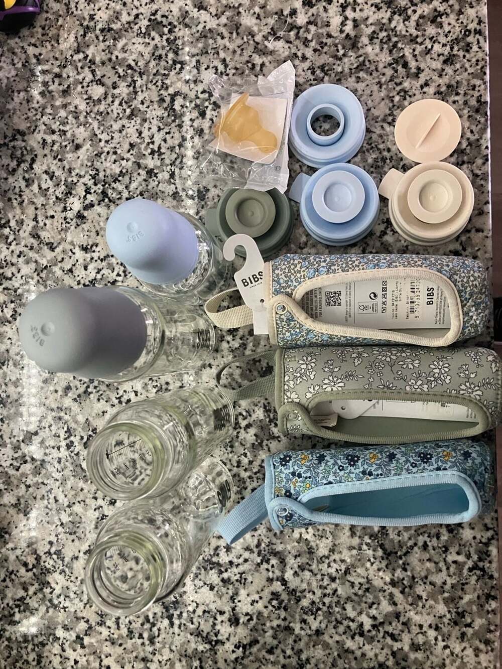 BIBS x Glass Baby Bottle Bundle w Neoprene Sleeves and Extra Teats